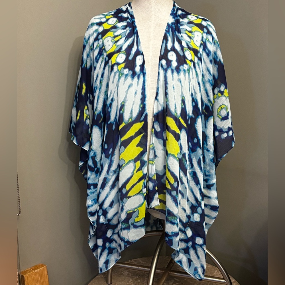 Blue and Yellow Tie-Dye Kimono